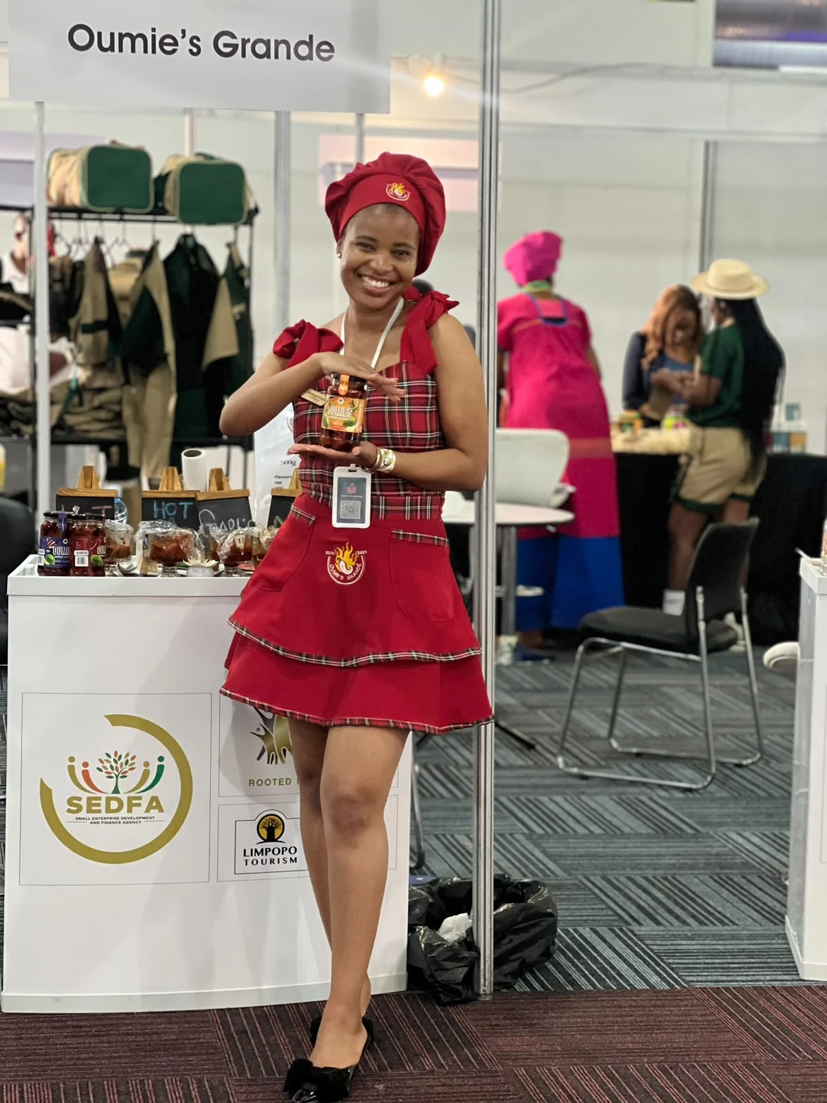 Muofhe Ratshikombo representing Oumie's Grande at the Zimbabwe International Exhibition Centre